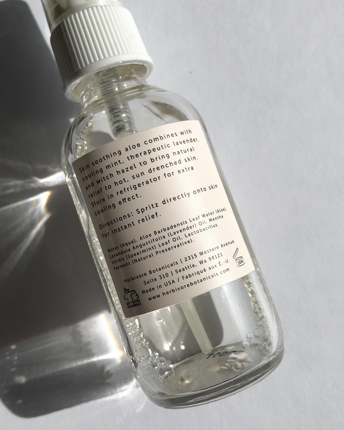 Herbivore Botanicals After Sun Skin Soothing Aloe Mist Review (Packaging Back)