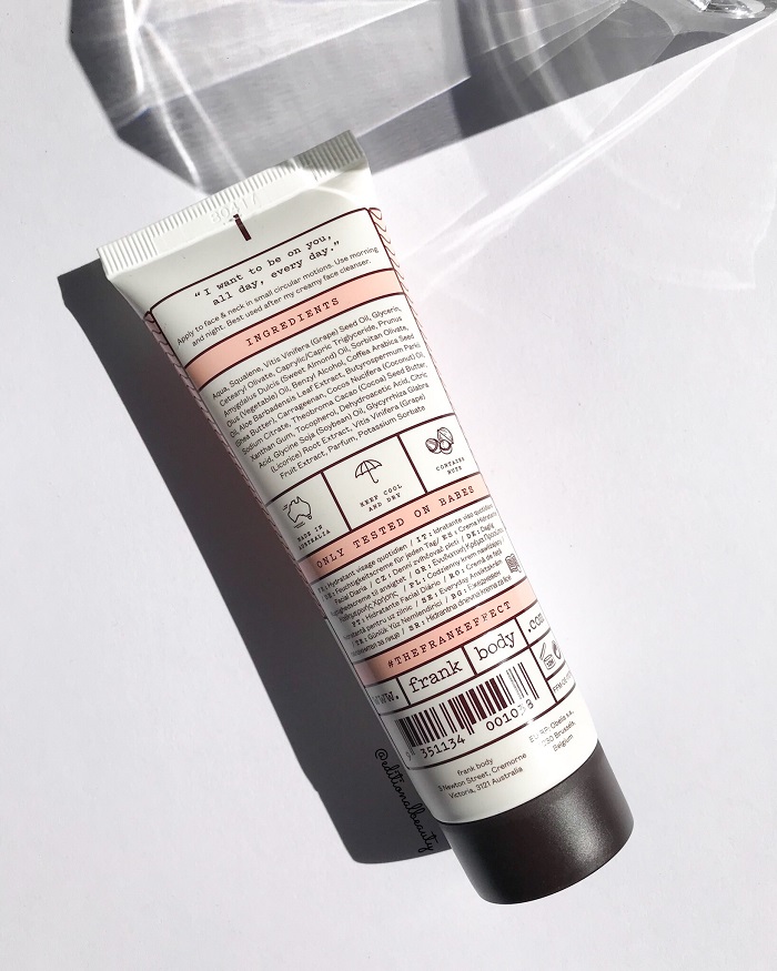 Frank Body Everyday Face Moisturiser Review (Back Packaging)